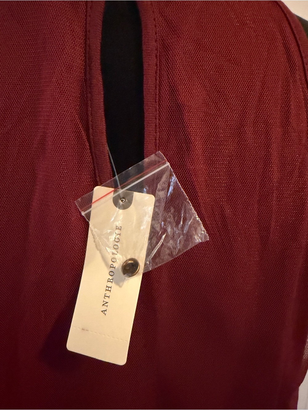 NWT Anthropologie Embroidered High-Neck Tank Top in Burgundy and Blush - Picture 4 of 9